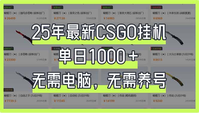 (14178期)25年最新CSGO挂机系统,单日1000+,无需电脑,无需养号,0基础可上手-轻创星学院_副业资源库:每日更新自媒体运营与创业教程