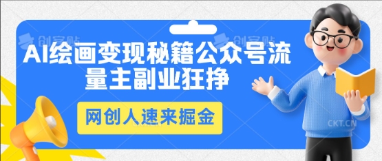 AI绘画变现秘籍:公众号流量主副业狂挣,网创人速来掘金-轻创星学院_副业资源库:每日更新自媒体运营与创业教程
